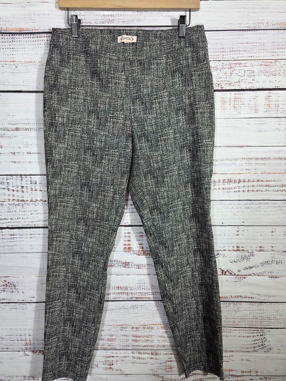 Nanette Lepore Women's Pants Medium Black White Textured Slim Ankle Stretch